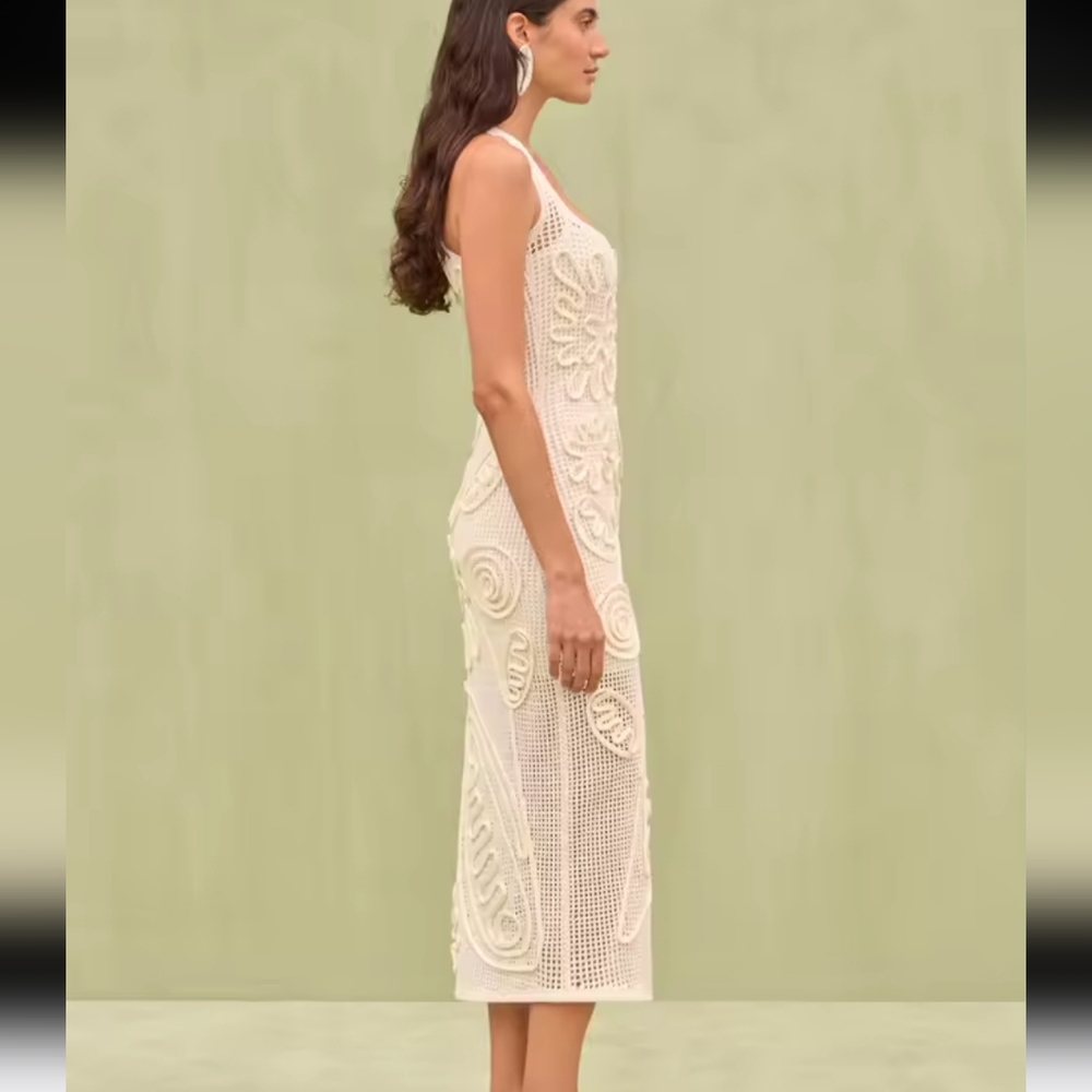 Women's Elegant Knitted Long Dress Blue LuxarySuspenders Sleeveless Backless - Picture 4 of 7